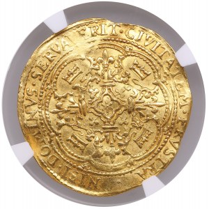 Nizozemsko (Kampen) Zlatý imitativní vlámský / růžový šlechtic, ND (1590-1593) - NGC UNC DETAILY