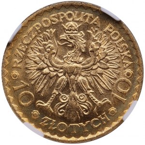 Polsko 10 zlotých 1925 - král Boleslav Chrobrý - NGC MS 63