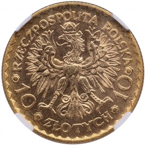 Polsko 10 zlotých 1925 - král Boleslav Chrobrý - NGC MS 65