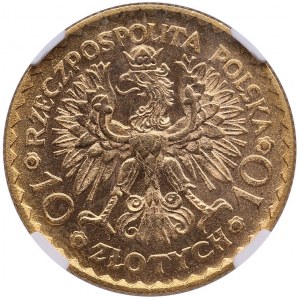 Poľsko 10 zlotých 1925 - kráľ Boleslav Chrobrý - NGC MS 65