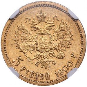 Russia 5 Roubles 1900 ФЗ - Nicholas II (1894-1917) - NGC AU 55