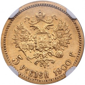 Rosja 5 rubli 1900 ФЗ - Mikołaj II (1894-1917) - NGC AU 55