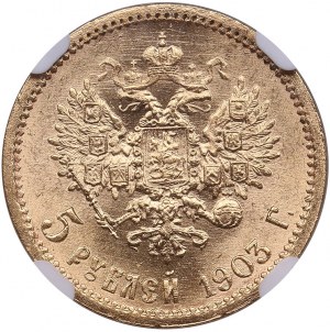 Russie 5 Roubles 1903 АР - Nicolas II (1894-1917) - NGC MS 65