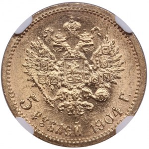 Rusko 5 rublů 1904 АР - Mikuláš II (1894-1917) - NGC MS 65