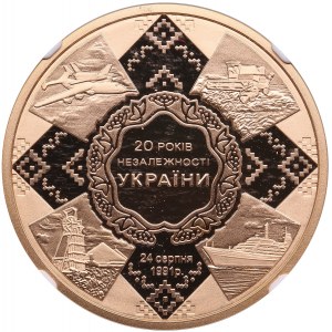 Ukraina 100 hrywien 2011 - 20 rocznica niepodległości - NGC PF 68 ULTRA CAMEO