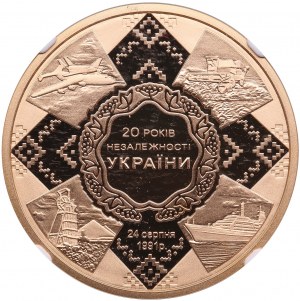 Ukraine 100 Hryven 2011 - Independence 20th Anniversary - NGC PF 68 ULTRA CAMEO