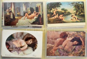 80 db RÉGI erotikus művész képeslap vegyes minőségben albumban / 80 pre...
