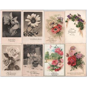 50 db RÉGI virágos üdvözlő képeslap szép állapotban: főleg névnap / 50 pre...
