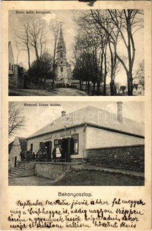 1936 Bakonyoszlop, Római katolikus templom, Menczel János üzlete és saját kiadása (fl)