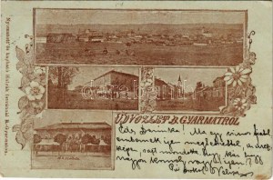 1899 (Vorläufer) Balassagyarmat, M. kir. szálloda, Fő utca, takarékpénztár, katolikus templom...