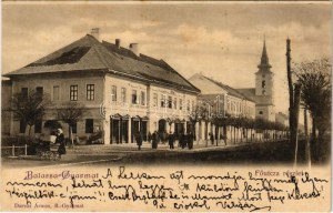 1899 (Vorläufer) Balassagyarmat, Fő utca, temlom, Magyar Király szálloda, étterem és kávéház. Darvai Ármin kiadása (fl...