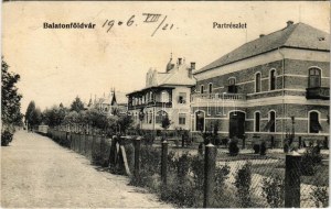 1906 Balatonföldvár, Part részlet, villák. Gerendai Gyula kiadása (fl)