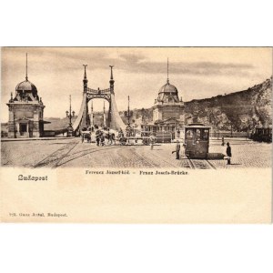 Budapest, Ferenc József híd, villamosok. Ganz Antal 125.