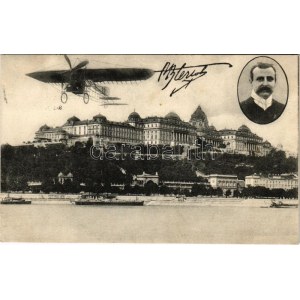 1908 Budapeszt I. Bleriot repülőgépe a Királyi vár felett