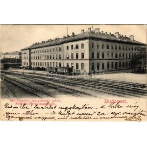 1905 Budapest I. Déli vaspálya Igazgatósági palotája, Déli vasútállomás, tehervagon / Südbahn-Directionsgebaude ...