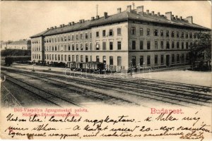 1905 Budapest I. Déli vaspálya Igazgatósági palotája, Déli vasútállomás, tehervagon / Südbahn-Direktionsgebaude ...