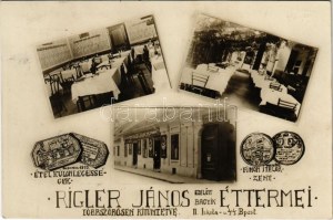 1929 Budapest I. Víziváros, Rigler János ezelőtt Bagyik éttermei, vendéglő kerthelyisége, ételkülönlegességek...