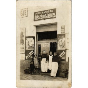 1914 Budapeszt I. Tabán, Piróth András mészáros és hentes üzlete. Döbrentei tér 5., zdjęcie (fl...