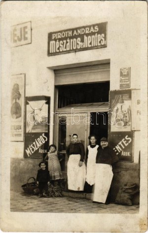 1914 Budapešť I. Tabán, Piróth András mészáros és hentes üzlete. Döbrentei tér 5., foto (fl...