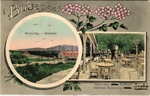 1907 Budapeszt II. Hűvösvölgy, Balázs vendéglő, étterem, pincérek. Secesja, kwiaty
