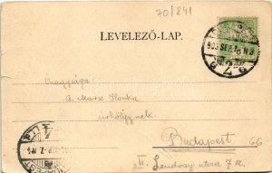 1903 Budapest II. Hűvösvölgy, Holzspach-féle vigadó az Orvvadászhoz télen is nyitva, étterem kertje. Medek R., Ifj...