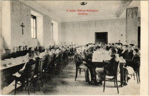 1908 Budapeszt II. Rózsadomb, Budai Rákóczi Kollégium ebédlője. belső. Keleti Károly utca 37 (EK...