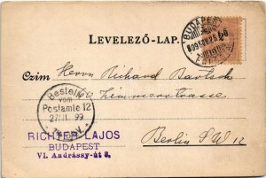 1899 (Vorläufer) Budapest V. Országház, Magyar Képviselőház. Divat-Szalon kiadóhivatala. Art Nouveau, litografia floreale (EK...