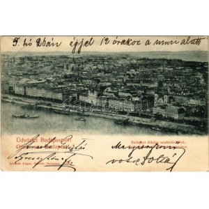 1899 (Vorläufer) Budapest V. Látkép madártávlatból (ázott / danno da bagnato)