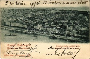 1899 (Vorläufer) Budapest V. Látkép madártávlatból (ázott / danno da bagnato)