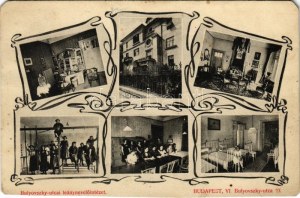 1912 Budapešť VI. Bulyovszky utcai leánynevelő intézet, belső képek, tornaterem. Bulyovszky utca 10. ...