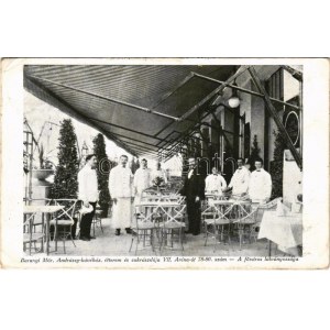 1913 Budapešť VII. Baranyi Mór Andrássy kávéház, étterem és cukrászda terasza. Aréna út 78-80. ...