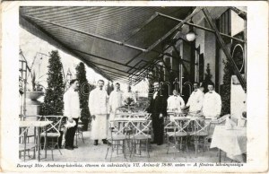 1913 Budapest VII. Baranyi Mór Andrássy kávéház, étterem és cukrászda terasza. Aréna út 78-80. ...