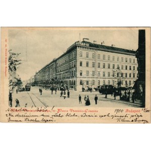 1900 Budapešť VIII. Üllői út, Mária Terézia laktanya, villamosok. Divald Károly 141. (ázott / wet damage...