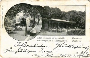 1899 (Vorläufer) Budapest XII. Zugliget, Disznófő forrás és vendéglő, étterem kertje. Divald Károly 173. (EK...
