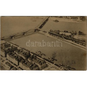 1920 Budapešť XIII. Margitsziget a Margit híddal. Magyar Aeroforgalmi Részvénytársaság légi felvétele. Repülőposta ...