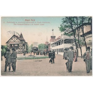 1912 Budapest XIV. Városliget, Angol Park, részlet az Elvarázsolt kastéllyal és Ujvári Varietével (EK...
