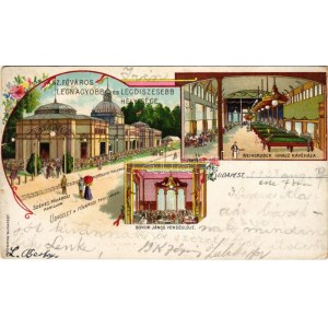 1903 Budapeszt XIV. Városligeti fővárosi pavillon. Bokor János vendéglője és Weingruber Ignác kávéháza, belső...