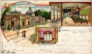 1903 Budapešť XIV. Városligeti fővárosi pavillon. Bokor János vendéglője és Weingruber Ignác kávéháza, belső...