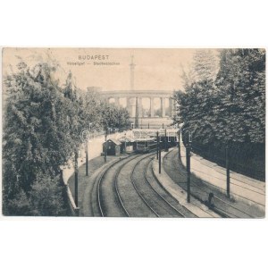 1908 Budapest XIV. Városliget, kisföldalatti, vonat (ázott / danno da bagnato)