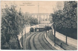 1908 Budapest XIV. Városliget, kisföldalatti, vonat (ázott / danno da bagnato)