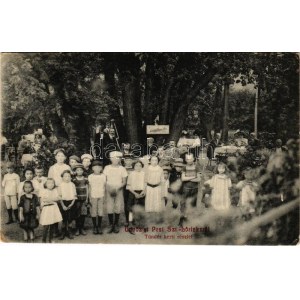 1916 Budapeszt XVIII. Pestszentlőrinc, Pusztaszentlőrinc, Szentlőrinc; Tündér kerti részlet, vendéglő kertje, étterem...