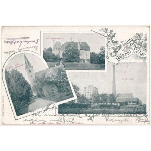 1906 Bük, Márkovics kastély, Római katolikus templom, Cukorgyár. Csikor Károly kiadása...
