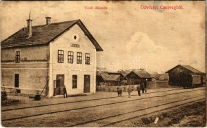 1925 Csepreg, Vasútállomás. Mizsur Ádám kiadása (fl)
