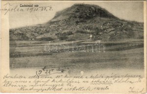 1911 Csobánc, vár. Popper Gyula (Tapolca) kiadása (apró szakadás / maleńka łza)