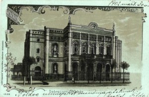 1902 Debrecen, Színház este. Csokonai Nyomda kiadványa, Art Nouveau litho