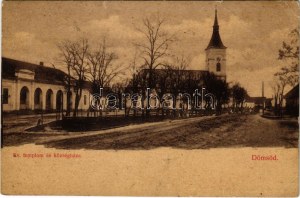 1906 Dömsöd, Evangélikus templom, községháza. Divald Károly kiadása (EB)