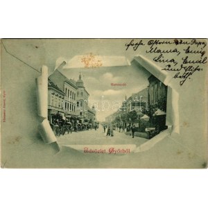 1900 Győr, Baross út, Heckenast György, Kohn P. üzlete. Nitsmann József kiadása (Rb)