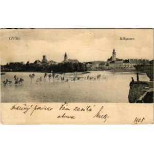 1908 Győr, Rábaszer árvíz idején. Polgár Bertalan kiadása (EK)