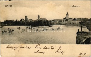 1908 Győr, Rábaszer árvíz idején. Polgár Bertalan kiadása (EK)