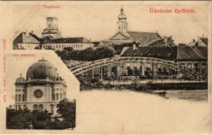 Győr, Püspökvár, Izraelita templom, zsinagóga. Népcsarnok Lipsitz S. kiadása (EK)